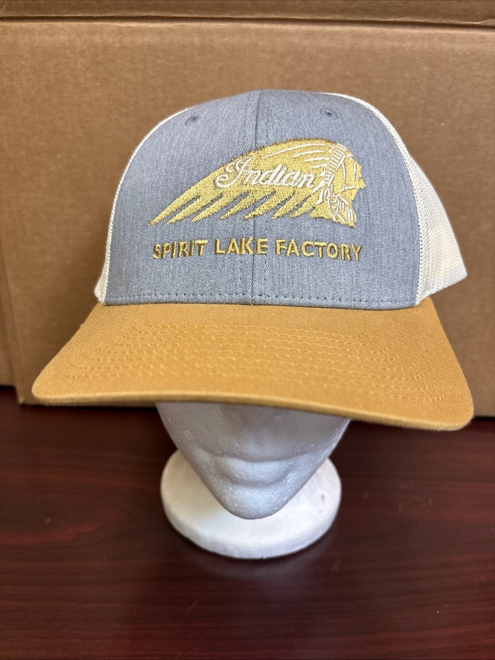 INDIAN MOTORCYCLE SPIRIT LAKE FACILITY Trucker Hat Cap Mesh Adjustable SnapBack